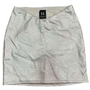 NWOT Naked Wardrobe Silver Mini Skirt